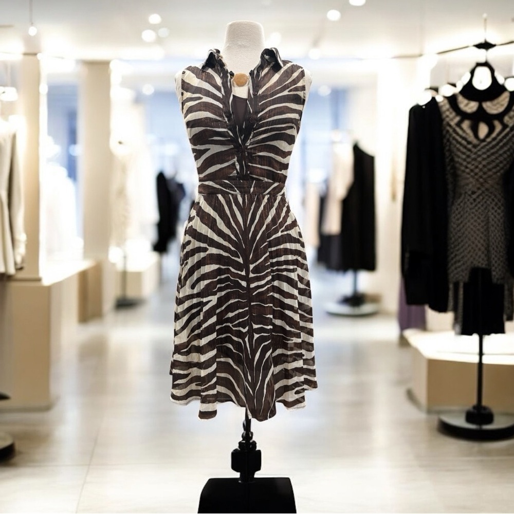 Michael Kors Women's Zahra Pleated Zebra Print Dress | Size 4
